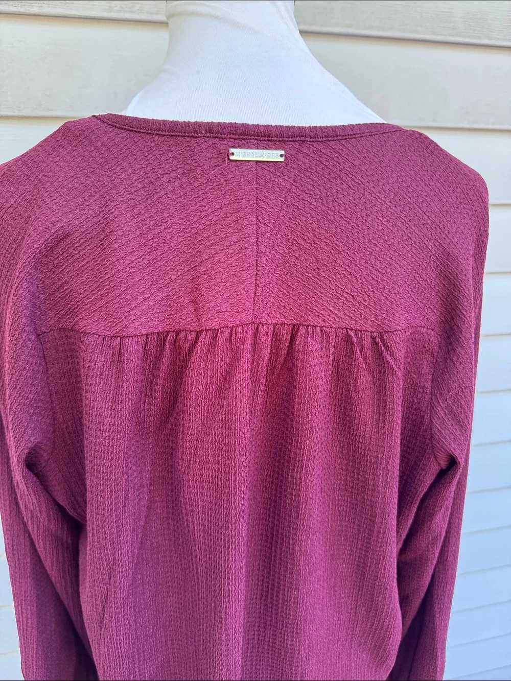 Michael Kors Blouse burgundy ruffle cuffs